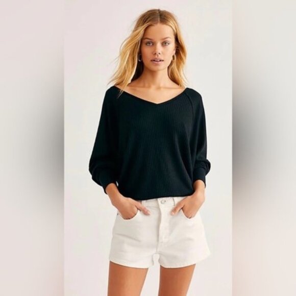 Free People  Santa Clara Long long Sleeve V-neck Black, NEW… - Picture 4 of 8